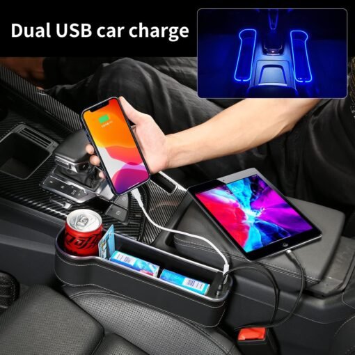 Organisateur de Siège de Voiture LED avec Chargeur USB et Lampe Ambiante Colorée – Image 5